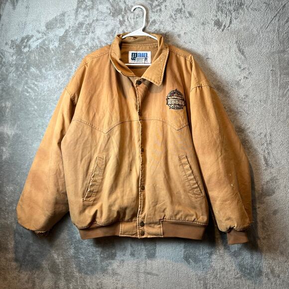 Vintage Wrangler Rodeo Tan Workwear Western Cowboy Barn Coat XL Distressed - Picture 1 of 10
